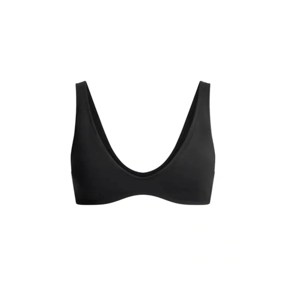 NWT SKIMS Signature Swim Plunge Triangle Top Onyx Black Small